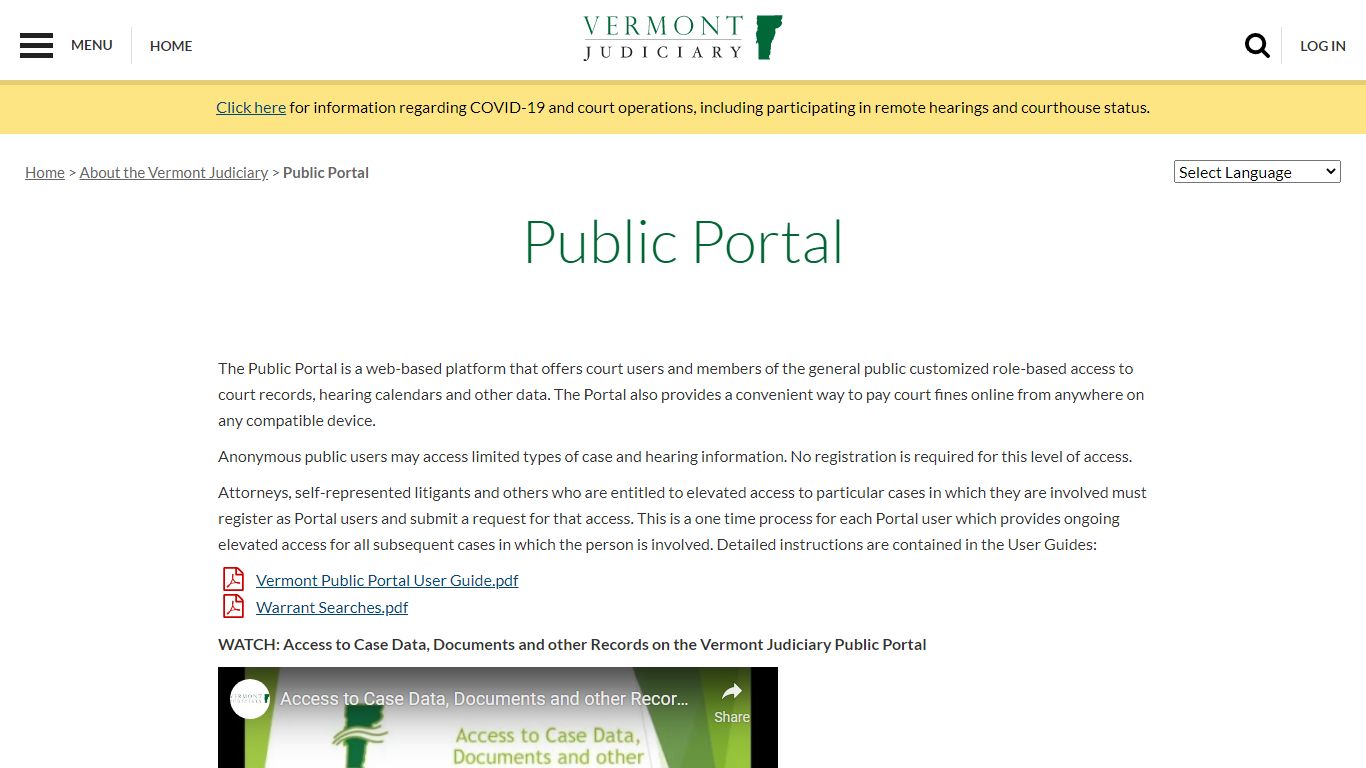 Public Portal | Vermont Judiciary
